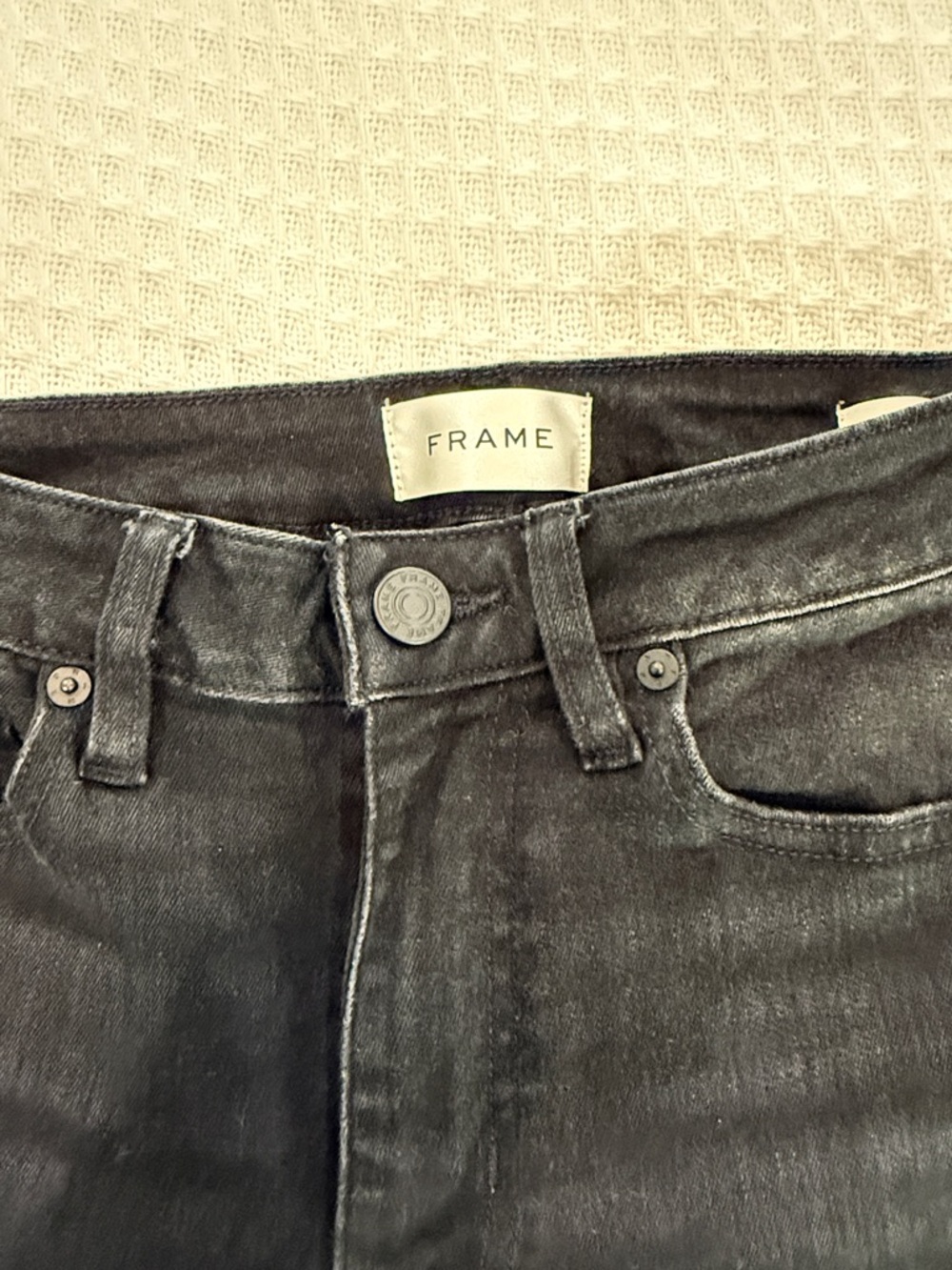 Frame Denim High-Rise Jeans in Faded Black